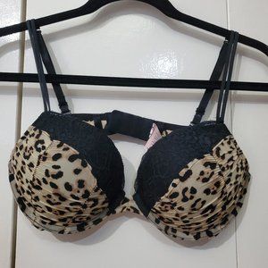 La Senza - 36B - Up 2 Cups Push Up - Leopard Print Bra w/ Black Lace